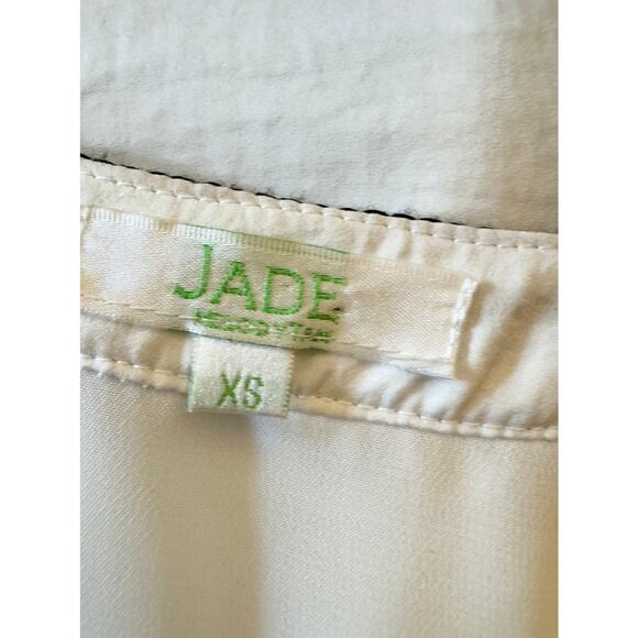 Jade XS White Lined Dress Black Boho Embroidery Shift Dress Flowy Lace Up - Picture 2 of 9